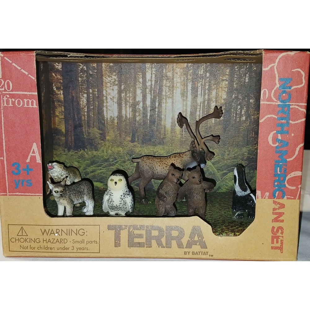 New Terra North American Wild Animals Forest Figures Play Set Toys Box